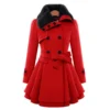 Womens Double Breasted Red Peacoat