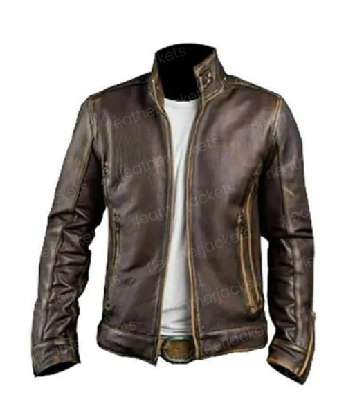 Cafe Racer Stylish Distressed Brown Biker Jacket