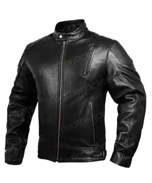 Men Black Motorcycle Leather Jacket