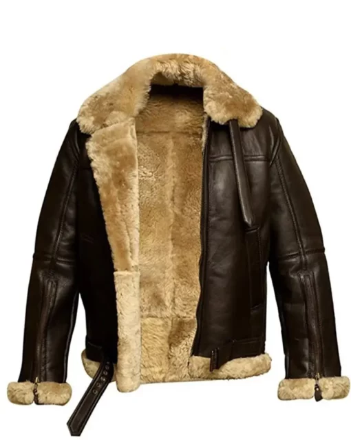 Mens FUR Aviator Flying Pilot Bomber Jacket