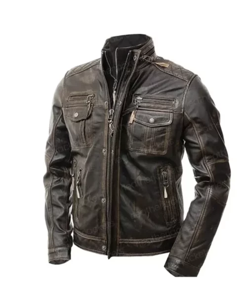 Men’s Motorcycle Biker Leather Jacket