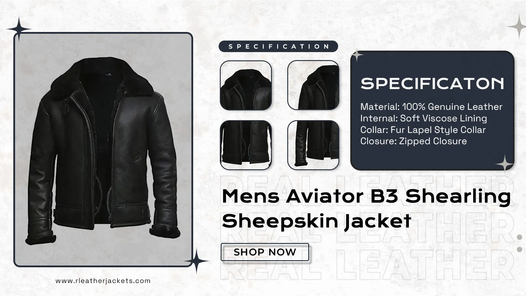 Mens RAF Avaitor B3 Shearling Jacket