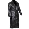 Black Trench Distressed Leather Coat