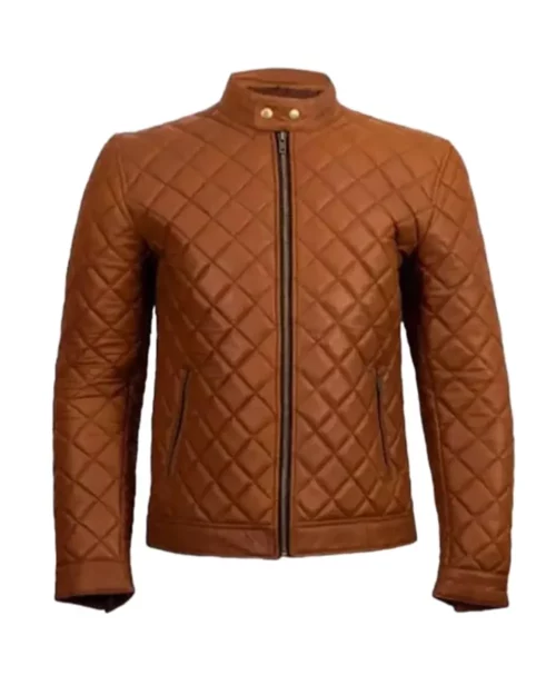 Men’s Brown Quilted Cafe Racer Jacket