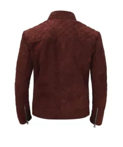 Men's Brown Quilted Suede Leather Jacket