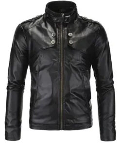Men's Stylish Double Collar Black Jacket