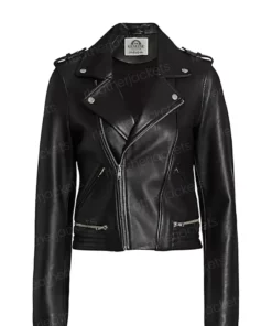 Moto Biker Black Leather Jacket