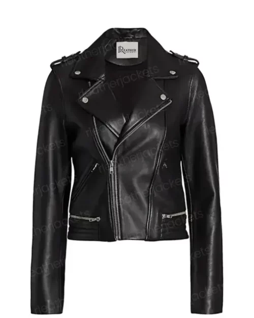 Moto Biker Black Leather Jacket