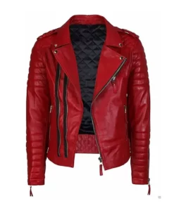 Red Cafe Racer Leather Jacket