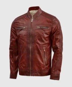 Waxed Vintage Burgundy Leather Jacket