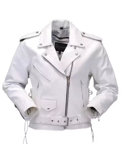 White Motorcycle leather Jacket