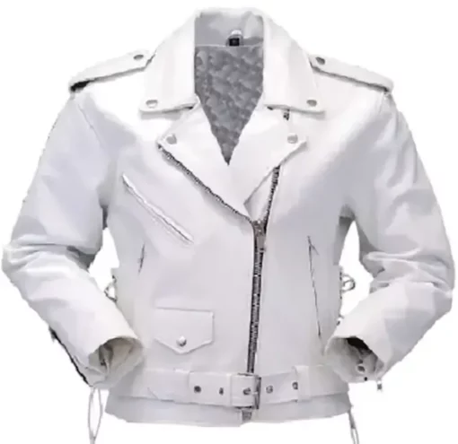 White Motorcycle leather Jacket