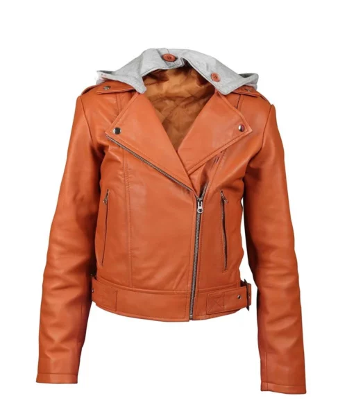 Womens Olivia Orange Leather Jacket