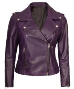 Women’s Purple Biker Leather Jacket