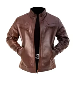 Mens Classic Brown Cafe Racer Jacket