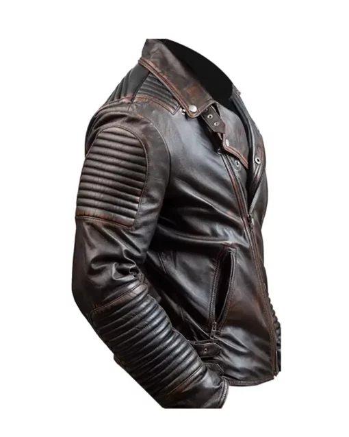 Men’s Distressed Brown Motorcycle Jacket
