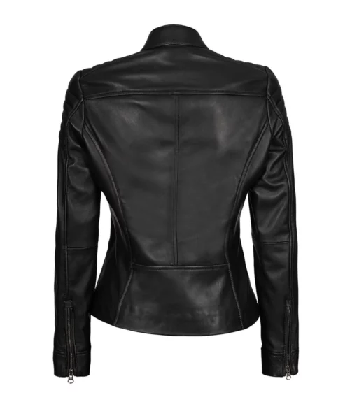 Women's Black Cafe Racer Leather Jacket