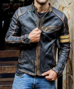 Mens Vintage Cafe Racer Leather Jacket