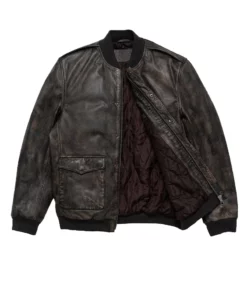 Rebel Black Leather Bomber Jacket
