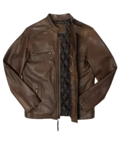 Thompson Brown Leather Moto Jacket
