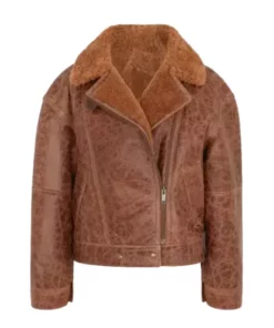 Women’s Brown Cracked Shearling Jacket