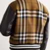Brown Checkered Varsity Jacket