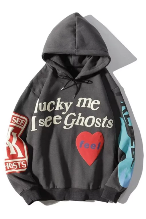 Lucky Me I See Ghosts Gray Hoodie