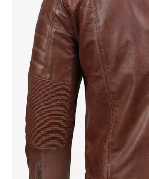Men's Cognac Cafe Racer Leather Jacket