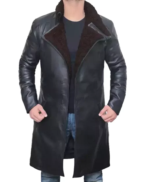 Mens Premium Sherpa Black Leather Jacket
