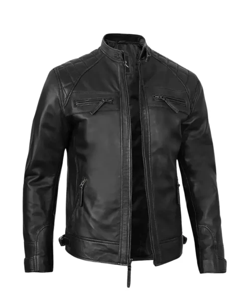 Men’s Black Cafe Racer Leather Jacket