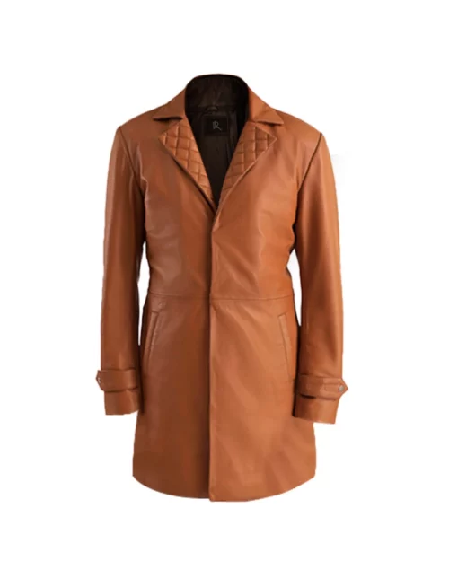 Infinity Tan Brown Leather Coat