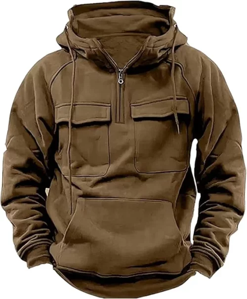 Men's Tactical Military Brown Hoodie Jacket