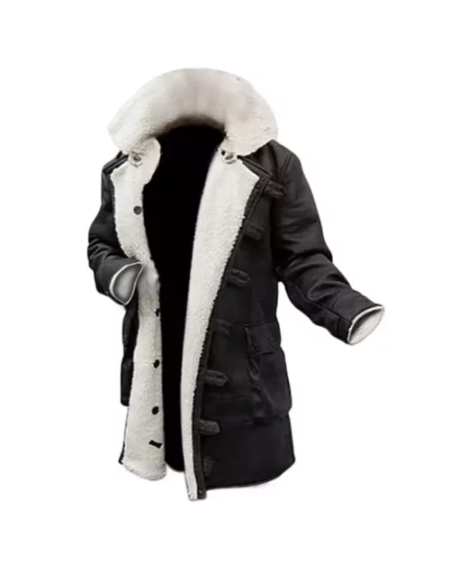 Men’s Black Bomber Real Leather Sherpa Coat