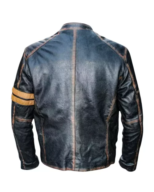 Mens Vintage Distressed Motorcycle Cafe Racer Real Leather Jacket