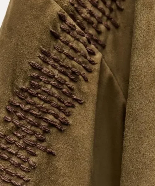 Women's Embroidered Leather Jacket