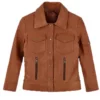 Gigi Hadid Brown Biker Leather Jacket