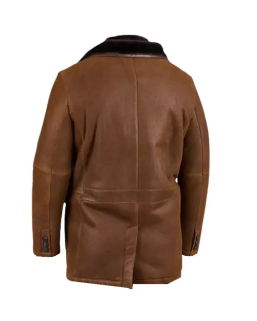 Men And Women Brown Fur Double Shearling Genuine Leather Coat