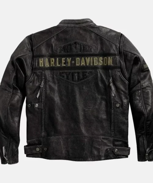 Men's Harley Davidson Black Moto Biker Leather Jacket