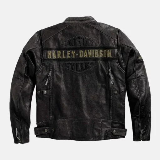 Men's Harley Davidson Black Moto Biker Leather Jacket