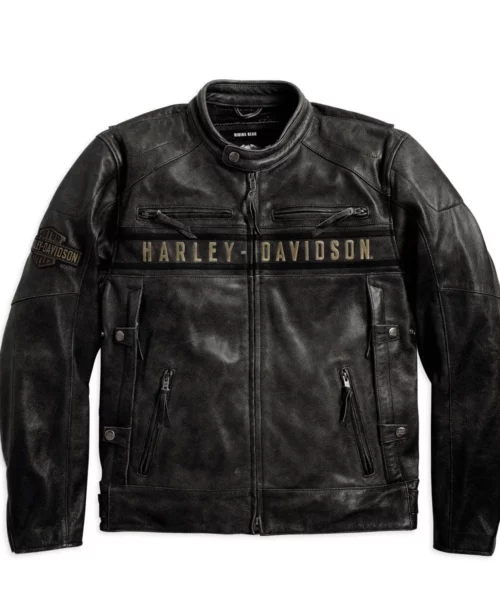 Men's Harley Davidson Black Moto Biker Leather Jacket
