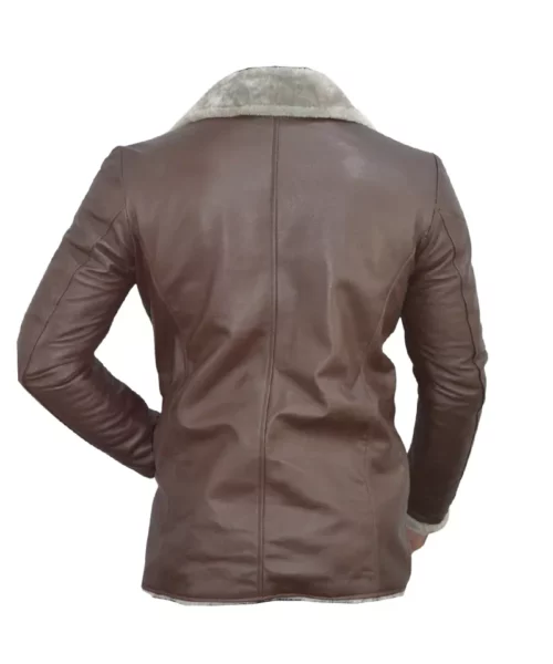 Men's Vintage Fur Collar Slim Fit Leather Blazer Jacket