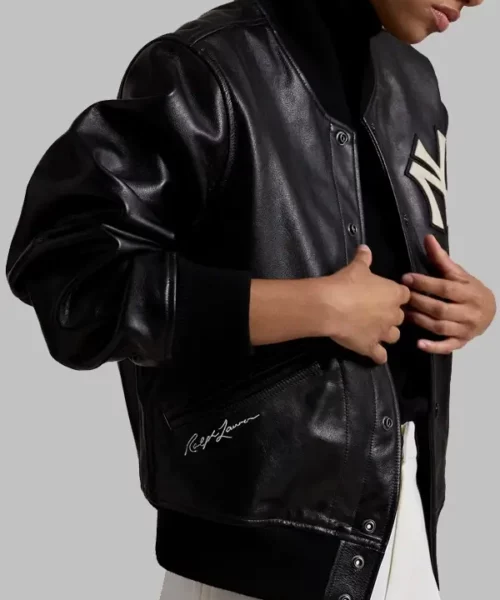Polo Ralph Lauren New York Yankees Black Genuine Leather Jacket