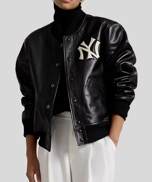 Polo Ralph Lauren New York Yankees Black Genuine Leather Jacket