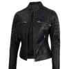 Women’s Black Slim Fit Biker Leather Jacket