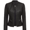 Women’s Black Slim Fit Padded Leather Jacket