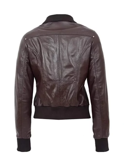 Women’s Chocolate Brown Bomber Leather Jacket