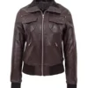 Women’s Chocolate Brown Bomber Leather Jacket