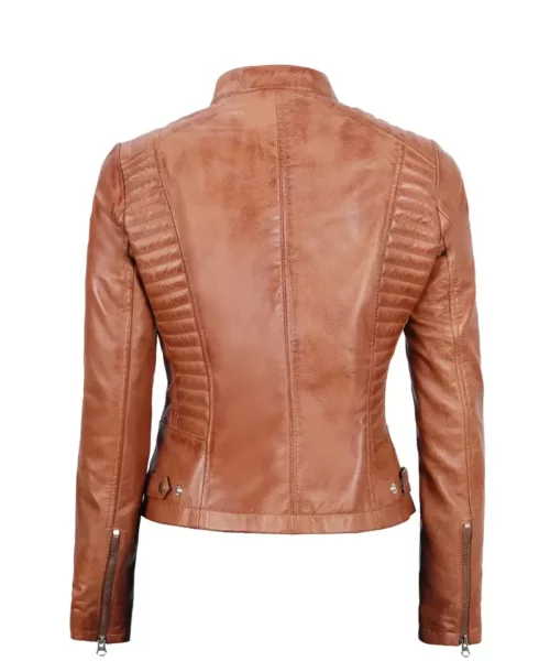 Women’s Tall Tan Brown Real Lambskin Leather Jacket