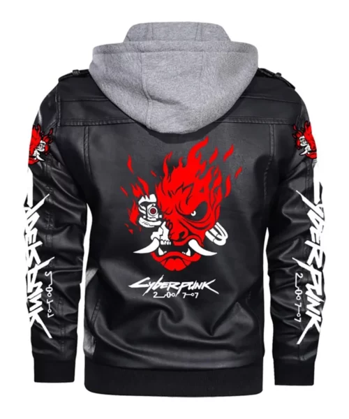 Cyberpunk 2077 Samurai Hooded Leather Jacket
