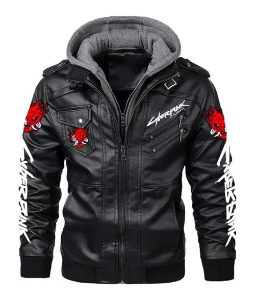 Cyberpunk 2077 Samurai Hooded Leather Jacket